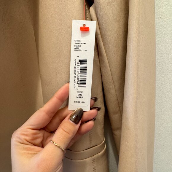 Alice + Olivia Macey Faux Beige Leather Blazer - Picture 3 of 15